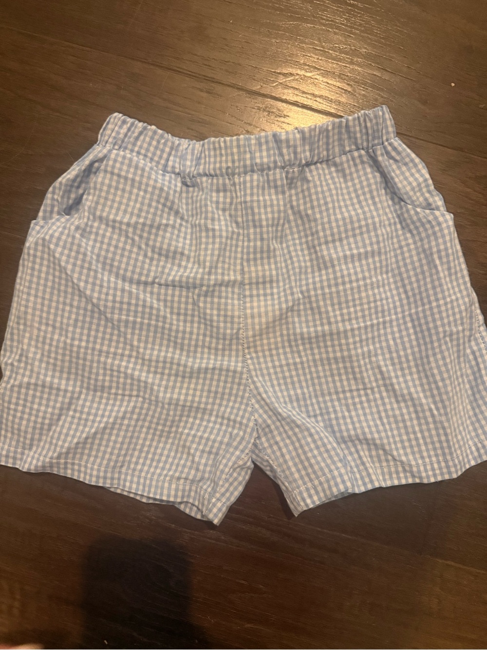 Kids Gingham Elastic-Waist Shorts - Light Blue